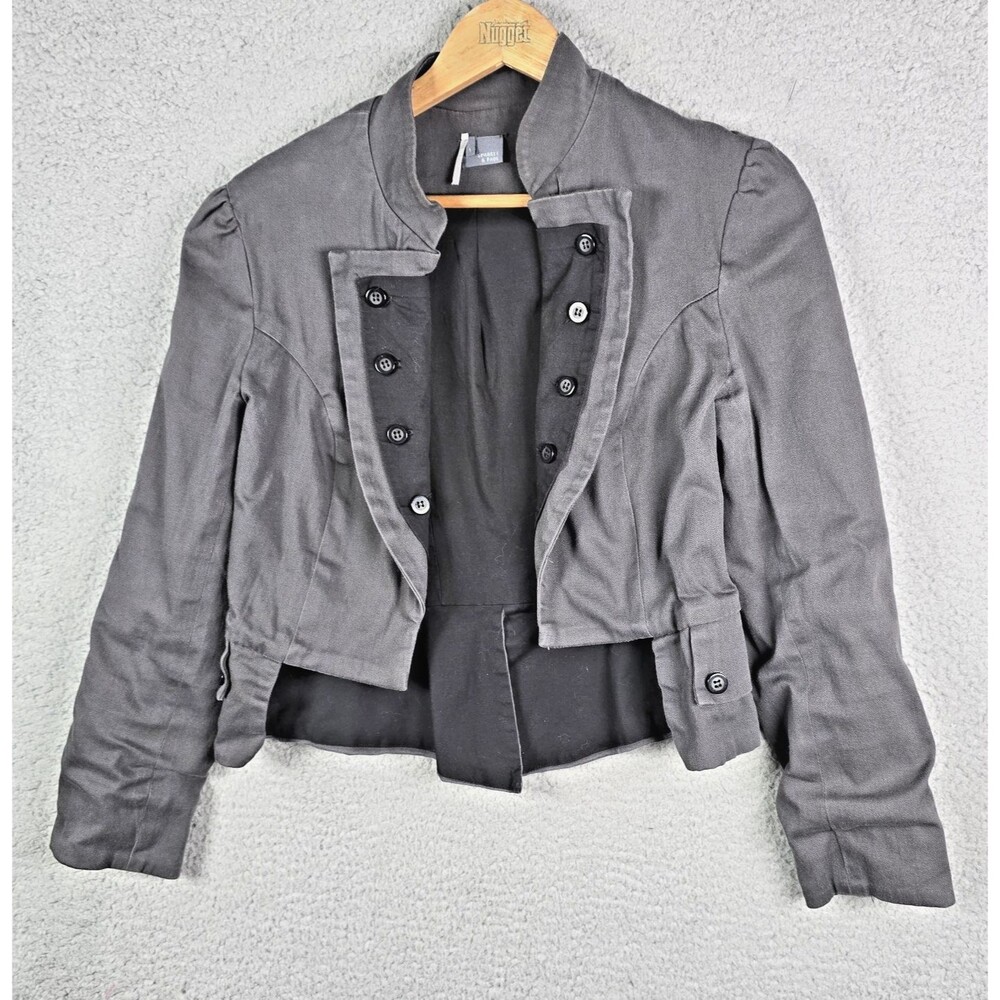 Sparkle & Fade Charcoal Cropped Military-Inspired Blazer